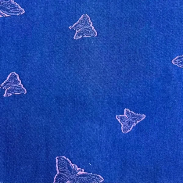 Frayed Butterfly Jacquard Denim