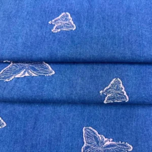 Frayed Butterfly Jacquard Denim