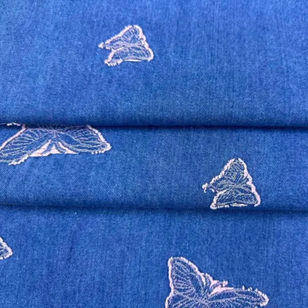 Frayed Butterfly Jacquard Denim