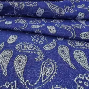 Heritage Indigo Paisley Denim Jacquard
