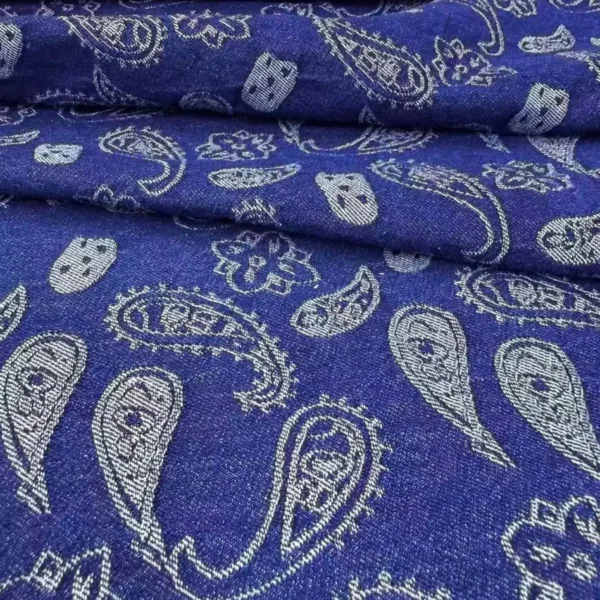 Heritage Indigo Paisley Denim Jacquard