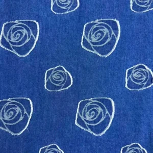 Frayed Rose Jacquard Denim