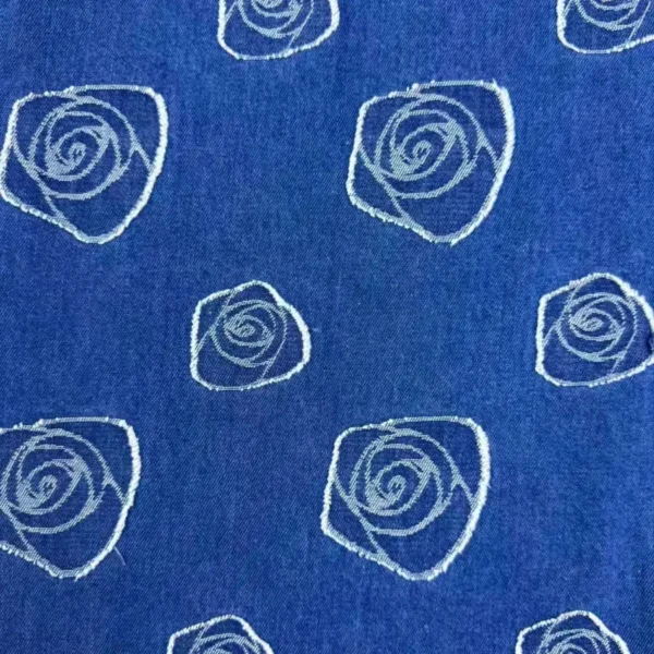 Frayed Rose Jacquard Denim