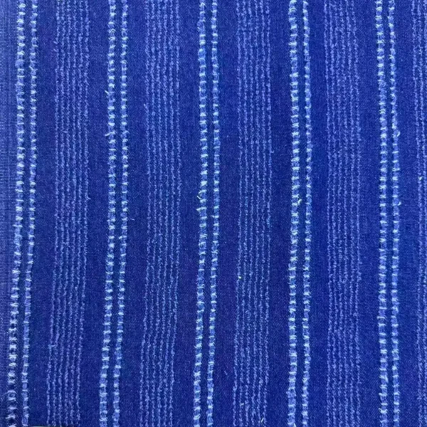 Multi-Track Frayed Stripe Jacquard Denim