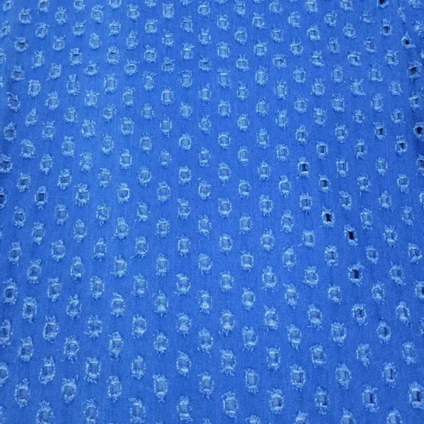 Micro-Distressed Eyelet Jacquard Denim