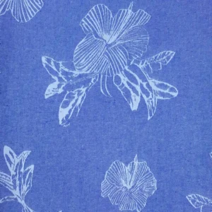 Tropical Hibiscus Jacquard Denim