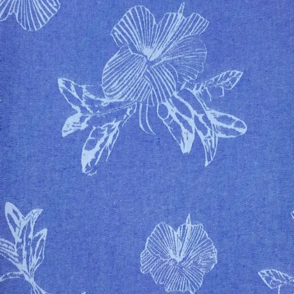 Tropical Hibiscus Jacquard Denim