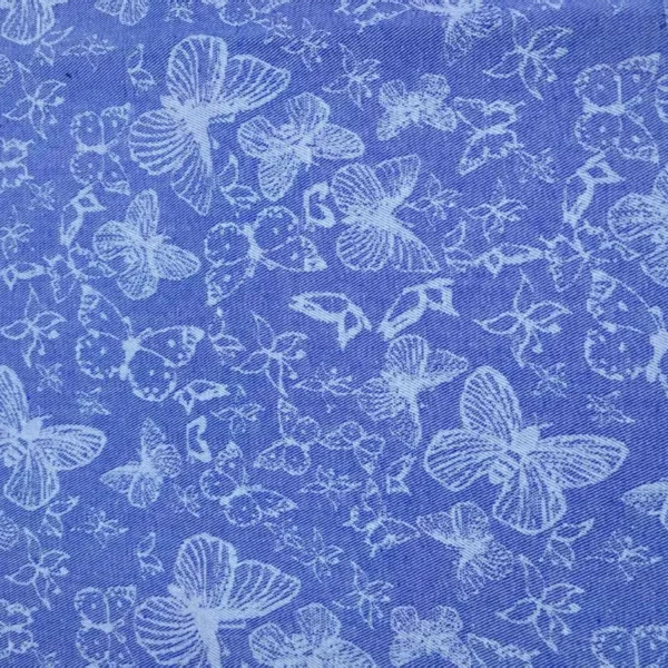 Allover Butterfly Pattern Jacquard Denim