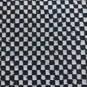 Frayed Checkerboard Jacquard Denim