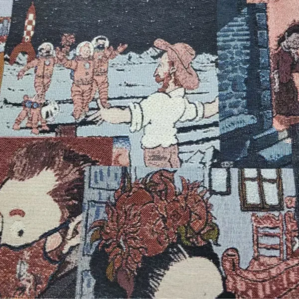 Artistic Cartoon Collage Jacquard Denim