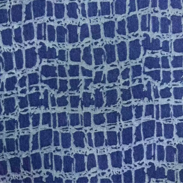 Croc-Effect Jacquard Denim