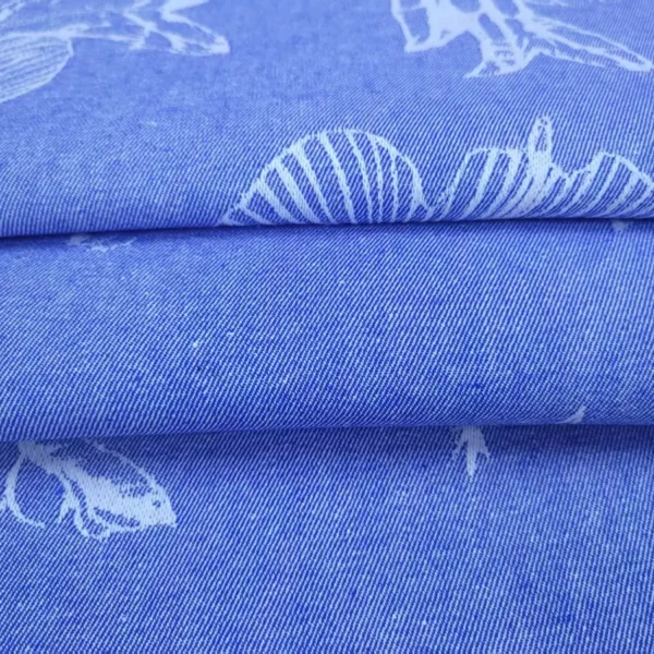 Tropical Hibiscus Jacquard Denim