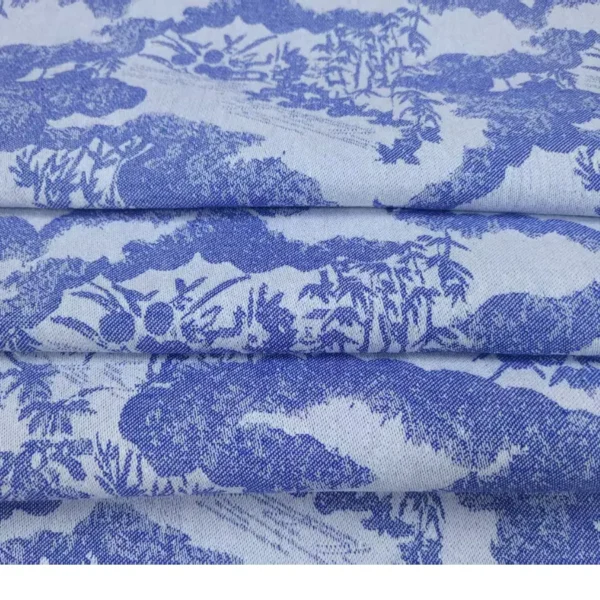 Oriental Landscape Jacquard Denim