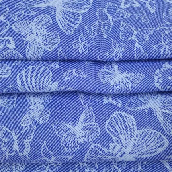 Allover Butterfly Pattern Jacquard Denim