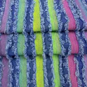 Frayed Stripe Jacquard Denim