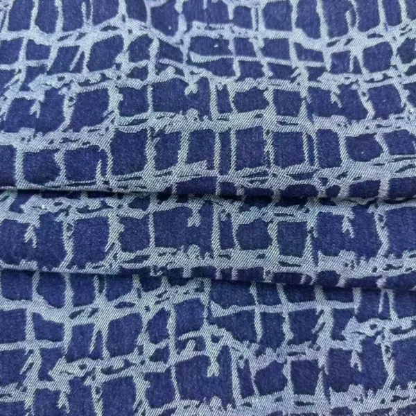 Croc-Effect Jacquard Denim